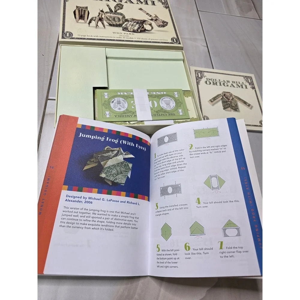 Dollar Bill Origami Kit Won Park 100 Practice Sheets & Money Origami DVD Book G3